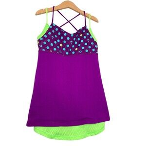 Ivivva By Lululemon Strappy Active Tank Top Girls Size 12 Multicolor Polka Dots
